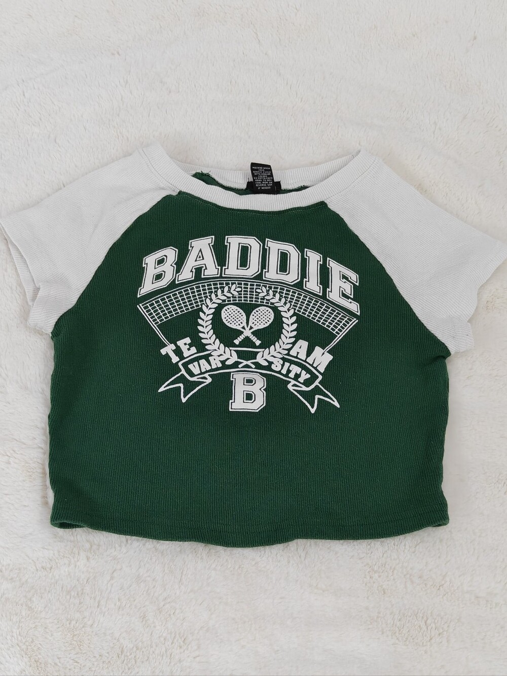 Rue21 Baddie Raglan Top M Green & White